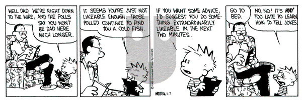 Calvin and Hobbes on Monday November 7, 1988 Comic Strip