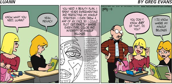 Luann on Sunday January 13, 2013 Comic Strip