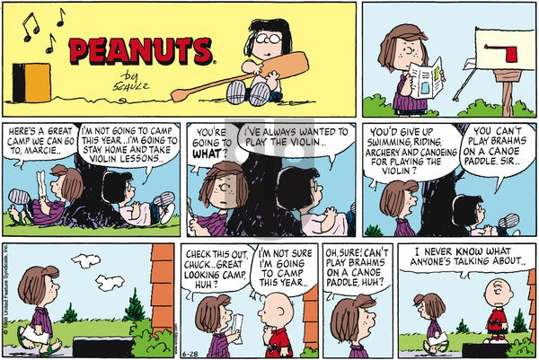 Peanuts on Sunday June 28, 1998 Comic Strip