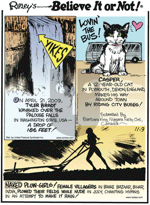 Ripley's Believe It or Not on Monday November 9, 2009 Comic Strip