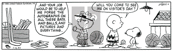 Peanuts on Saturday January 4, 1997 Comic Strip