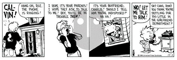 Calvin and Hobbes on Tuesday October 3, 1989 Comic Strip