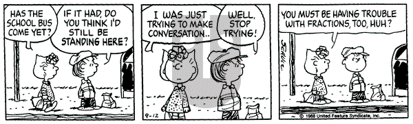 Peanuts on Monday September 12, 1988 Comic Strip