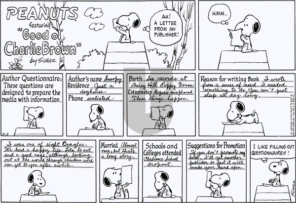 Peanuts - Sunday December 3, 1972 Comic Strip