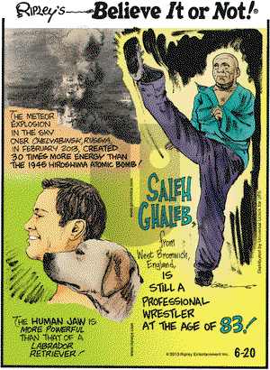Ripley's Believe It or Not on Thursday June 20, 2013 Comic Strip