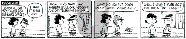 Peanuts - Friday April 21, 1961 Comic Strip