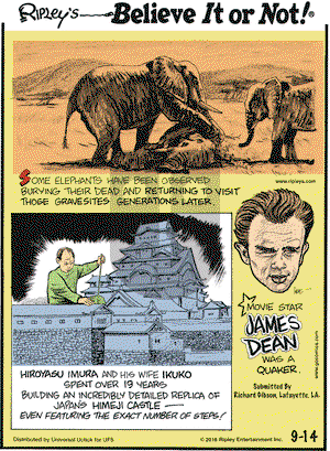 Ripley's Believe It or Not on Wednesday September 14, 2016 Comic Strip