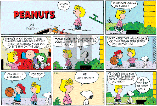 Peanuts - Sunday August 22, 1999 Comic Strip