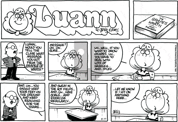 Luann on Sunday November 17, 1985 Comic Strip