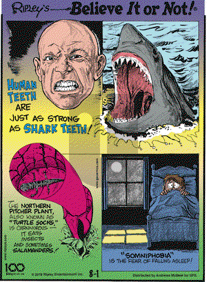 Ripley's Believe It or Not on Thursday August 1, 2019 Comic Strip
