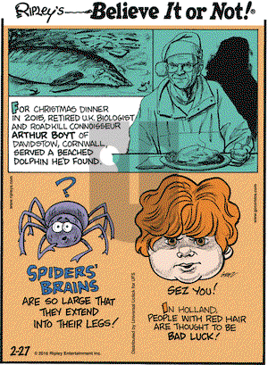 Ripley's Believe It or Not on Saturday February 27, 2016 Comic Strip