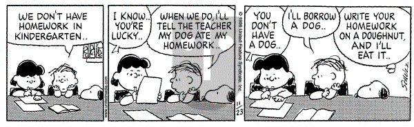 Peanuts on Saturday November 23, 1996 Comic Strip