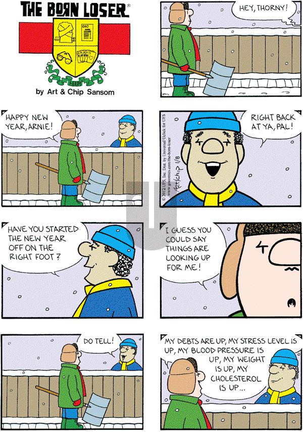 The Born Loser on Sunday January 8, 2012 Comic Strip