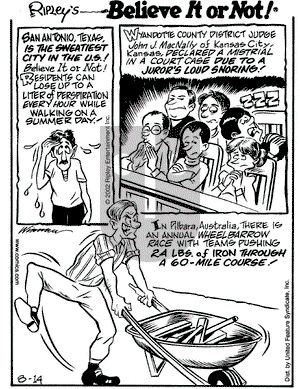 Ripley's Believe It or Not on Wednesday August 14, 2002 Comic Strip