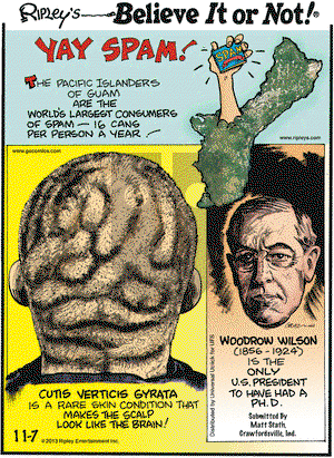 Ripley's Believe It or Not on Thursday November 7, 2013 Comic Strip