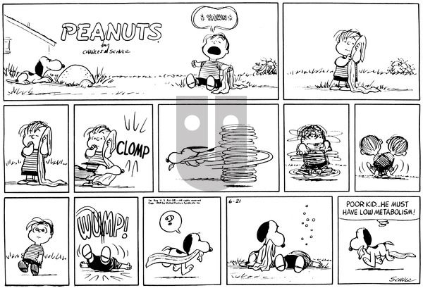Peanuts on Sunday June 21, 1959 Comic Strip