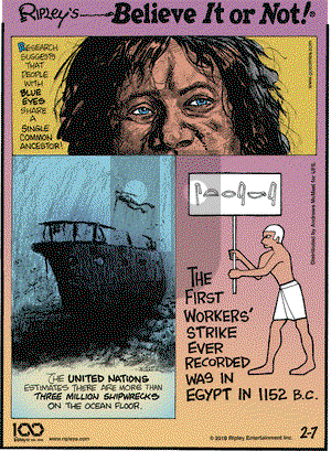 Ripley's Believe It or Not on Thursday February 7, 2019 Comic Strip