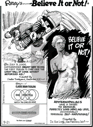 Ripley's Believe It or Not on Wednesday September 21, 2005 Comic Strip