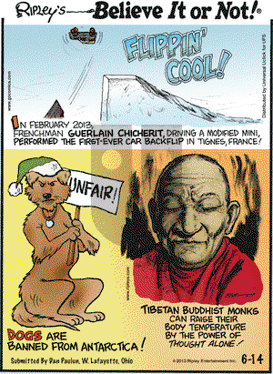 Ripley's Believe It or Not on Friday June 14, 2013 Comic Strip