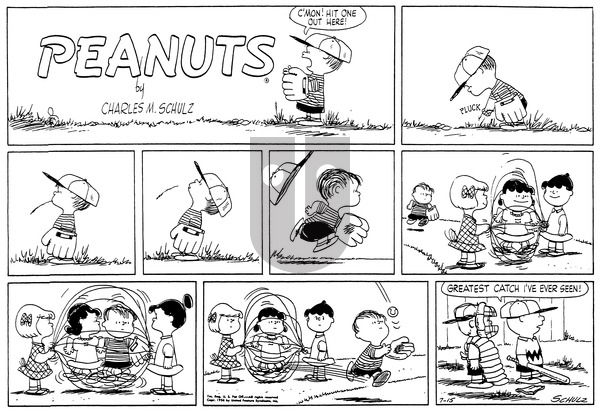 Peanuts on Sunday July 15, 1956 Comic Strip
