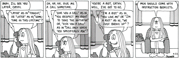 Cathy Classics on Thursday September 22, 1983 Comic Strip