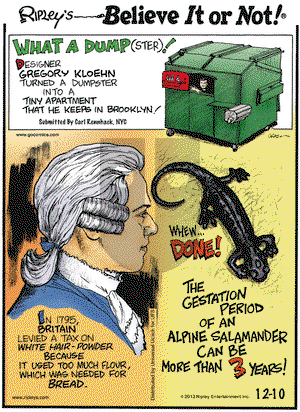 Ripley's Believe It or Not on Tuesday December 10, 2013 Comic Strip