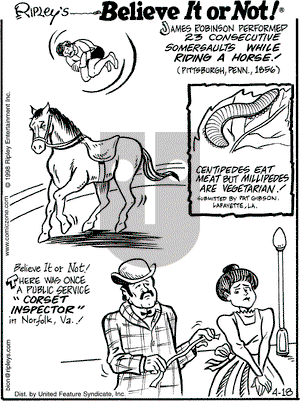 Ripley's Believe It or Not on Saturday April 18, 1998 Comic Strip