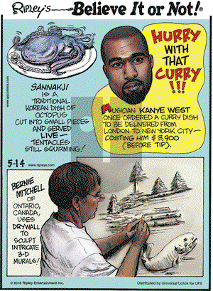 Ripley's Believe It or Not on Saturday May 14, 2016 Comic Strip