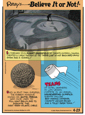 Ripley's Believe It or Not on Thursday April 23, 2020 Comic Strip