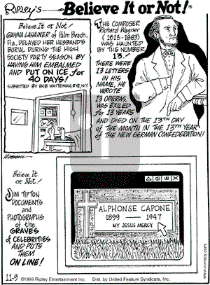 Ripley's Believe It or Not on Tuesday November 9, 1999 Comic Strip