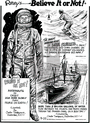 Ripley's Believe It or Not on Thursday September 22, 2005 Comic Strip