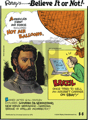 Ripley's Believe It or Not on Monday August 8, 2016 Comic Strip