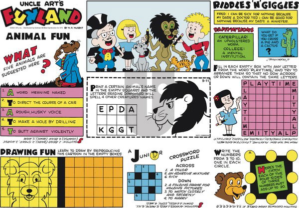 Uncle Art's Funland on Sunday September 11, 2022 Comic Strip
