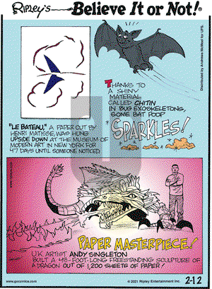 Ripley's Believe It or Not on Friday February 12, 2021 Comic Strip