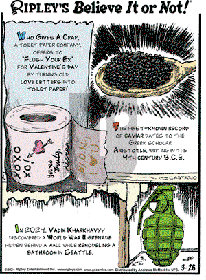 Ripley's Believe It or Not - Tuesday March 26, 2024 Comic Strip