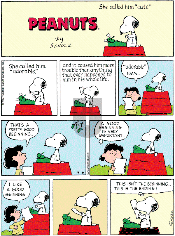 Peanuts - Sunday April 6, 1997 Comic Strip