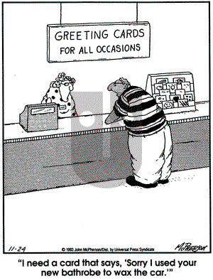 Close to Home on Wednesday November 24, 1993 Comic Strip