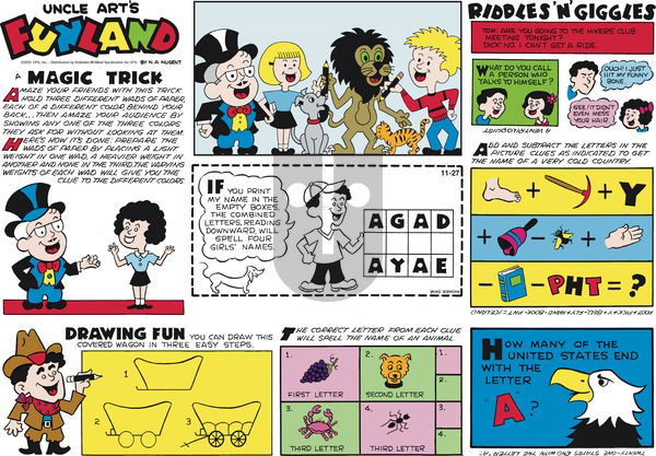 Uncle Art's Funland on Sunday November 27, 2022 Comic Strip