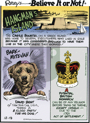 Ripley's Believe It or Not on Friday December 19, 2008 Comic Strip