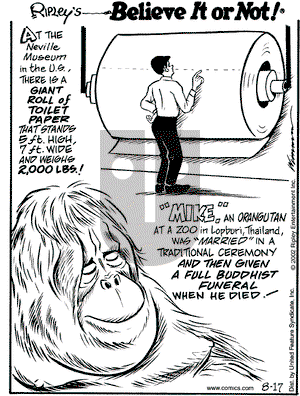 Ripley's Believe It or Not on Saturday August 17, 2002 Comic Strip