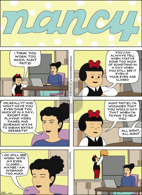 Nancy on Sunday February 28, 2021 Comic Strip