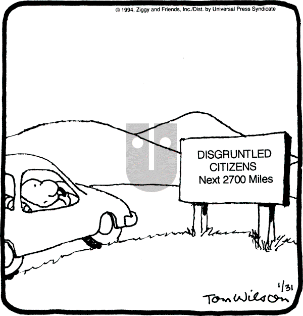 Ziggy - Monday January 31, 1994 Comic Strip