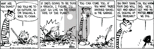 Calvin and Hobbes - Tuesday November 1, 1988 Comic Strip