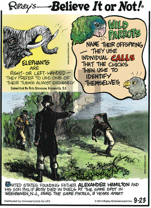 Ripley's Believe It or Not on Tuesday September 23, 2014 Comic Strip