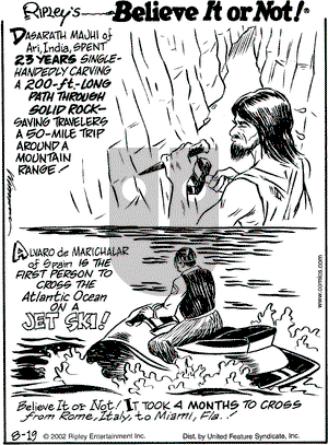 Ripley's Believe It or Not on Monday August 19, 2002 Comic Strip