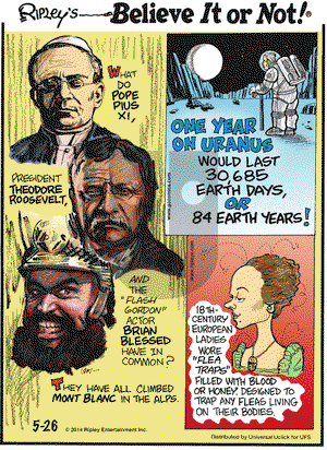 Ripley's Believe It or Not on Monday May 26, 2014 Comic Strip
