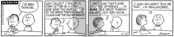 Peanuts on Thursday October 18, 1962 Comic Strip