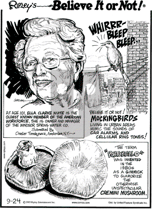 Ripley's Believe It or Not on Saturday September 24, 2005 Comic Strip