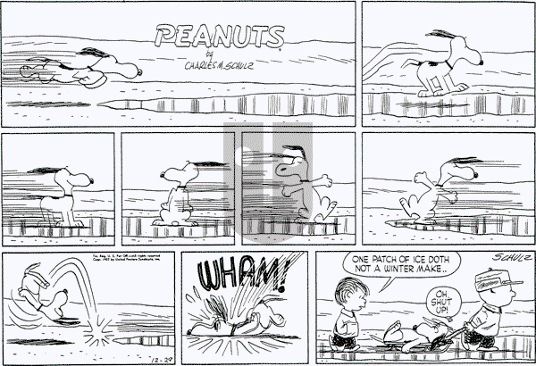 Peanuts - Sunday December 29, 1957 Comic Strip