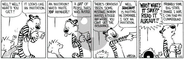 Calvin and Hobbes on Tuesday January 20, 1987 Comic Strip